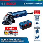 NEW Bosch GWS 750-100 Professional Angle Grinder Set
